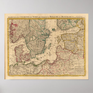 Póster Escandinavia, Mar Báltico, Suecia, Dinamarca