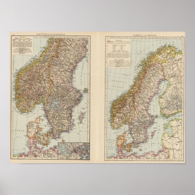 Póster Escandinavia, Noruega, Suecia (Frente)