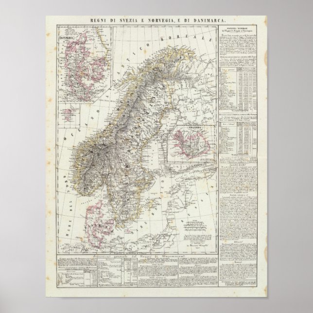Póster Escandinavia, Suecia, Noruega (Frente)