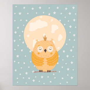 Póster Escandinavo moderno dormitorio de bebé búho lindo 