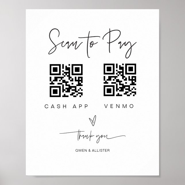 Póster Escanear el código QR Rótulo Boda Valet Business G (Frente)