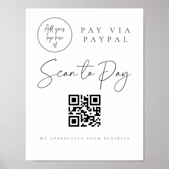 Póster Escanear el código QR Rótulo Boda Valet Business G (Frente)