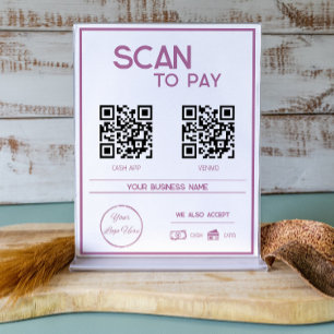 Póster Escaneo comercial mínimo rosa de 2 códigos QR de p