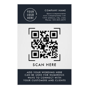 Póster Escaneo de código QR   Logotipo profesional de la 