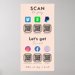 Póster Escaneo De Medios Sociales De Código QR Múltiples 