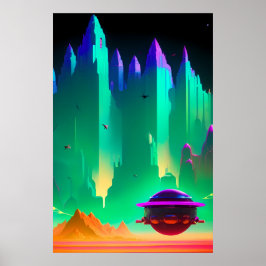 Póster Escape a la fantasía de ciencia ficción de Marte