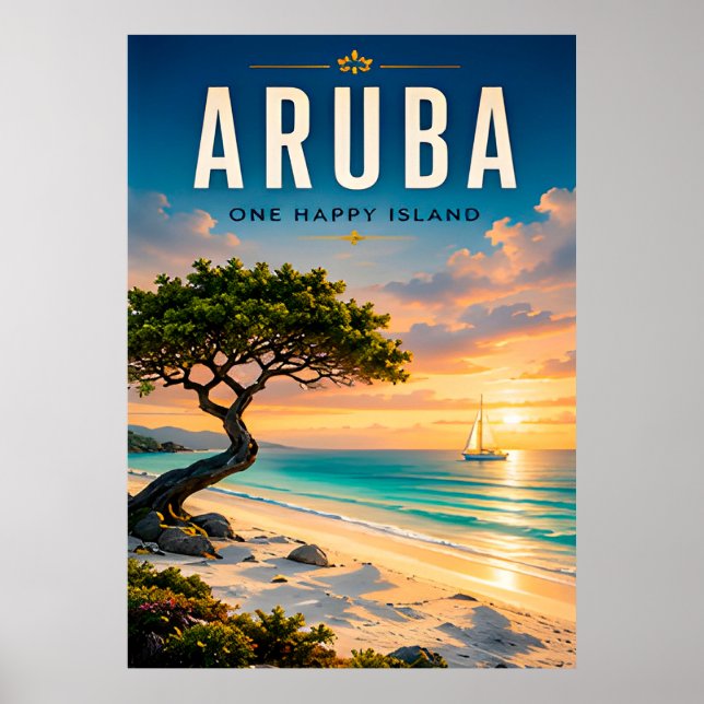 Póster 🌴 Escape a la playa caribeña de Aruba ☀️ (Frente)