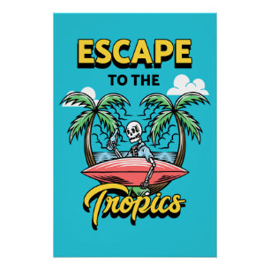 Póster Escape al Skeleton Surf Tropical
