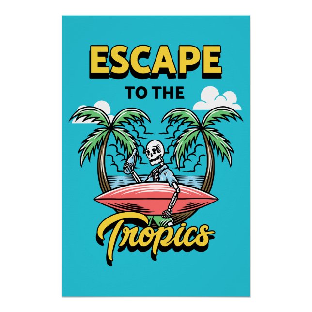 Póster Escape al Skeleton Surf Tropical (Anverso)