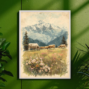 Póster Escape Alpino – Campiña Suiza Vintage 