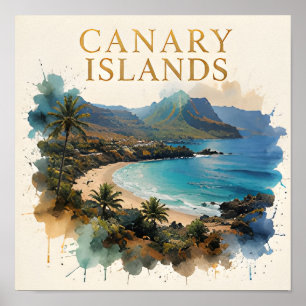 Póster Escape Costero Art Déco de las Islas Canarias