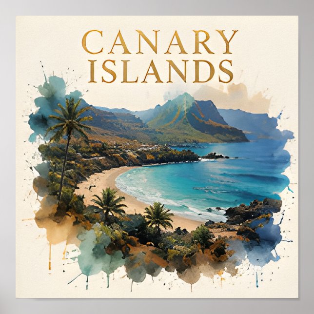 Póster Escape Costero Art Déco de las Islas Canarias (Frente)