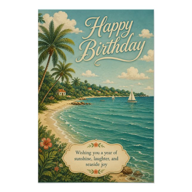 Póster Escape de cumpleaños al sol de la costa (Anverso)
