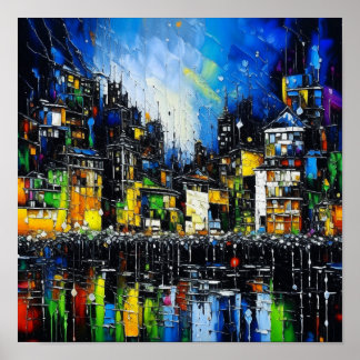 Póster Escape de la ciudad por la noche
