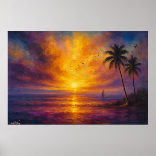 Póster Escape de la puesta de sol en el océano - Cielo vi