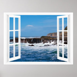 Póster Escape de Ventana Abierta junto al Mar