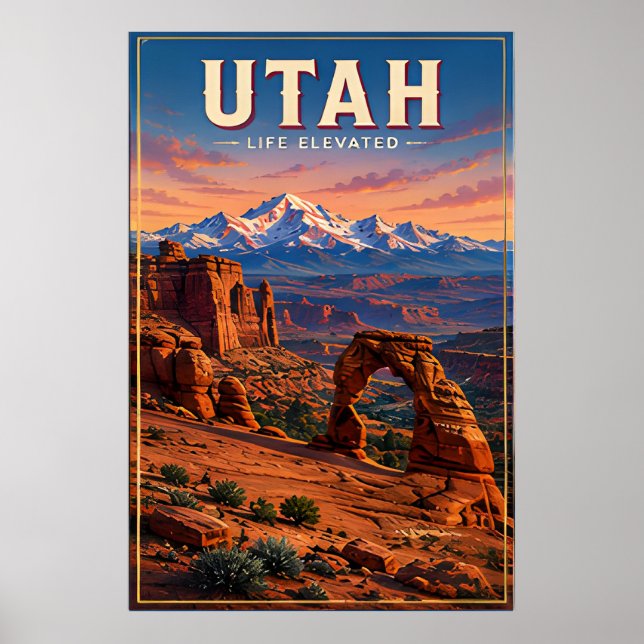 Póster Escape Escénico de las Montañas de Roca Roja de Ut (Frente)