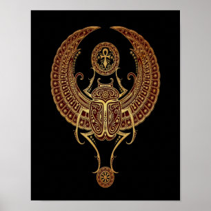 Póster Escarabajo egipcio de alas rojas del escarabajo