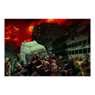 Póster Escena apocalíptica de Halloween de SlipperyJoe's 
