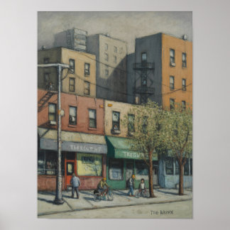 Póster Escena callejera de escaparates del Bronx