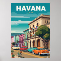 Escena callejera de La Habana de dibujos animados