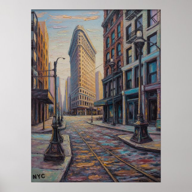 Póster Escena callejera del edificio Flatiron de la ciuda (Frente)