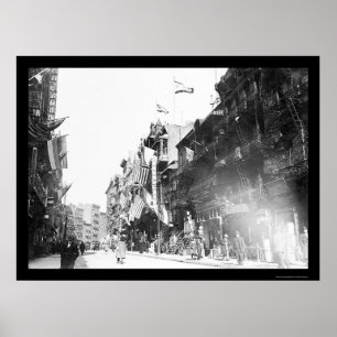 Póster Escena callejera en Chinatown, Nueva York, 1913