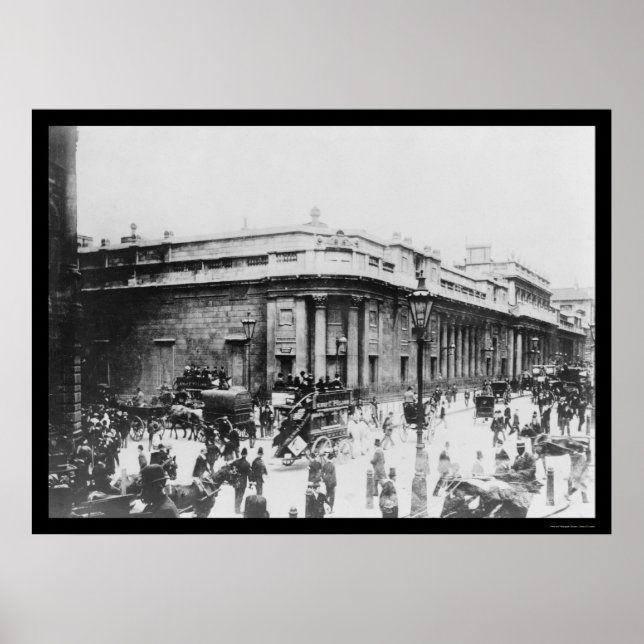 Póster Escena callejera en el Banco de Inglaterra en Lond (Frente)