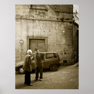 Póster Escena callejera italiana en la prensa poster de s