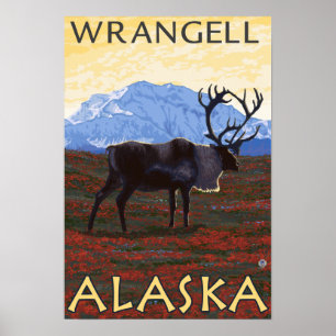 Póster Escena Caribou - Wrangell, Alaska