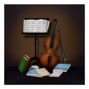 Póster Escena con base Cello y música