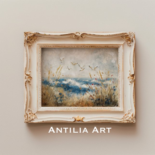 Póster Escena costera con aves cosecha rústica náutica (Subido por el creador)