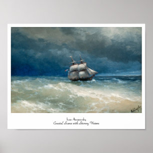 Póster Escena costera con Stormy Waters Ivan Aivazovsky