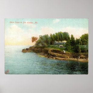 Póster Escena de 1909 orillas en el puerto de la barra,
