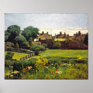 Póster Escena de aldea, Childe Hassam