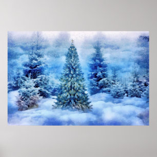 Póster Escena de árbol de Navidad