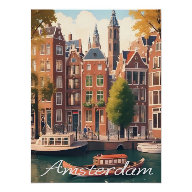 Póster Escena de arquitectura de canal de Amsterdam Holan (Anverso)