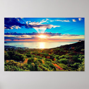 Póster Escena de atardecer