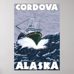 Póster Escena de barcos pesqueros - Córdoba, Alaska