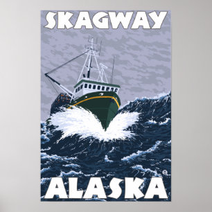 Póster Escena de barcos pesqueros - Skagway, Alaska