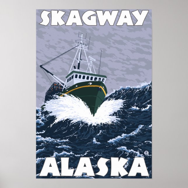 Póster Escena de barcos pesqueros - Skagway, Alaska (Frente)