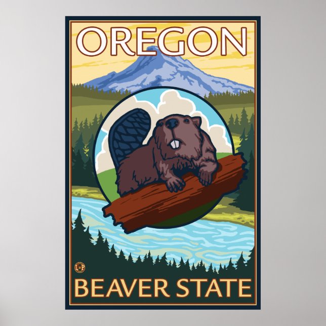 Póster Escena de Beaver y Mount Hood - Oregón (Frente)