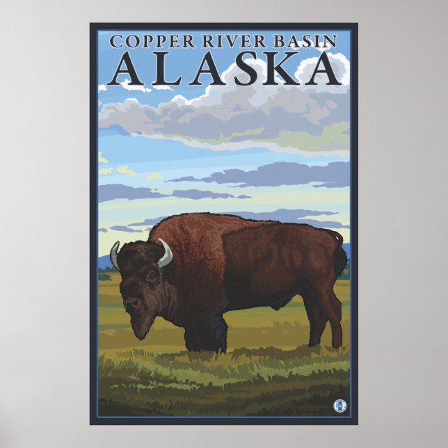 Póster Escena de Bison - Cuenca del río Cobre, Alaska (Frente)