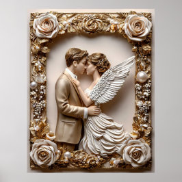 Póster Escena de boda romántica con pareja angelical
