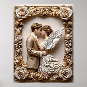 Póster Escena de boda romántica con pareja angelical