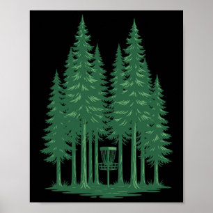 Póster Escena de bosque de golf con disco para frisbee de