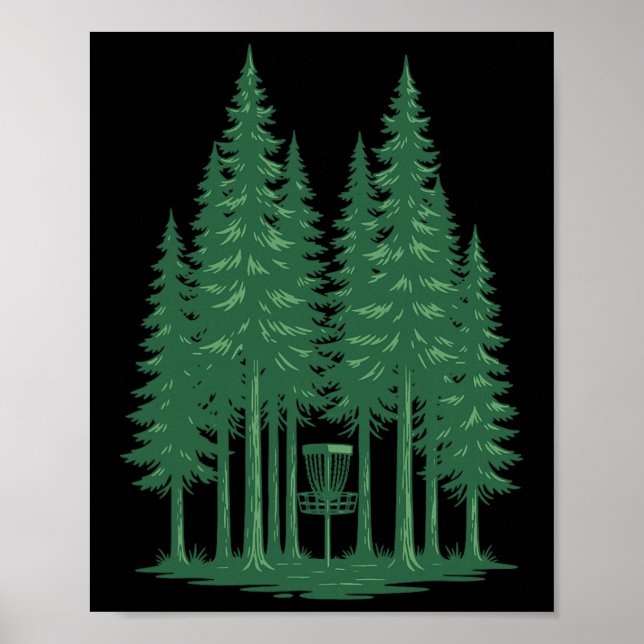 Póster Escena de bosque de golf con disco para frisbee de (Frente)