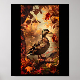 Póster Escena De Caza Pato Mallard Naturaleza De Vida Sil