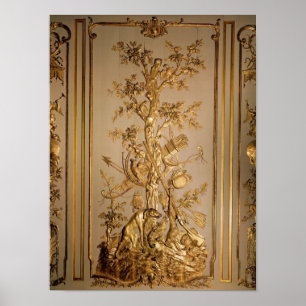 Póster Escena de caza, revestimientos de madera de la cen