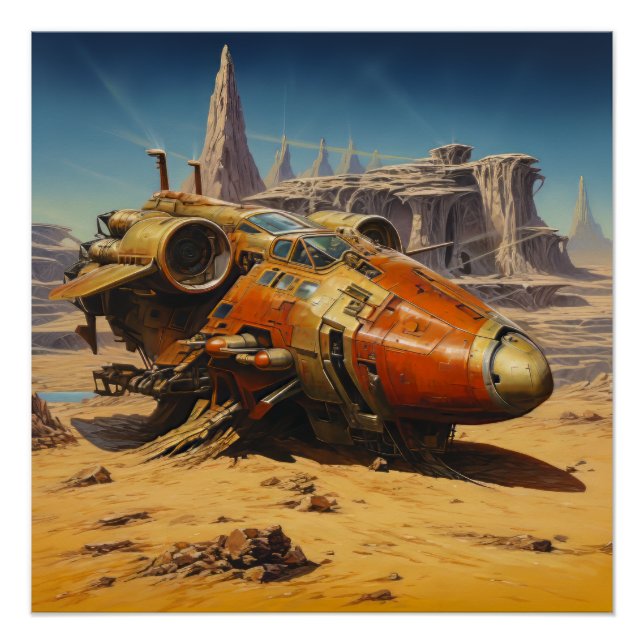 Póster Escena de ciencia ficción retro (Anverso)